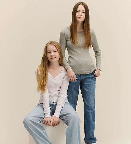 Rosemunde Cardigan - Rib - Balta - New White m. Blonder