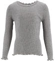 Rosemunde Bluse - Rib - Balta - Gråmeleret m. Blonder Rosemunde Bluse - Rib - Balta - Gråmeleret m. Blonder