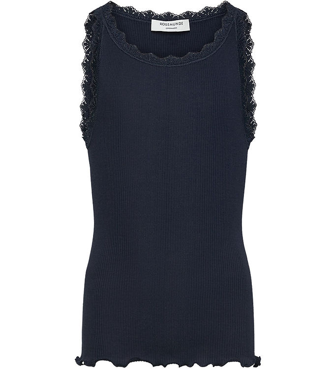 Rosemunde Top - Rib - Balta - Navy m. Blonder