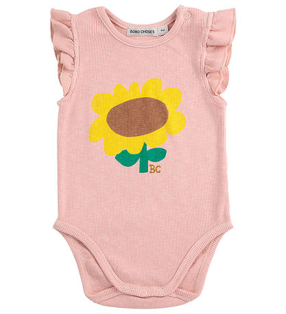 Bobo Choses Bodysuit Sleeveless - Rib - Sunflower - Light Pink