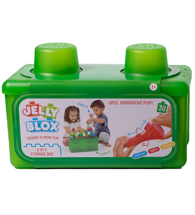 Jelly Blox Opbevaringskasse m. Klodser - 2-i-1 - 30 Dele - Grøn