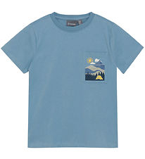 Color Kids T-shirt - Faded Denim m. Print Color Kids T-shirt - Faded Denim m. Print