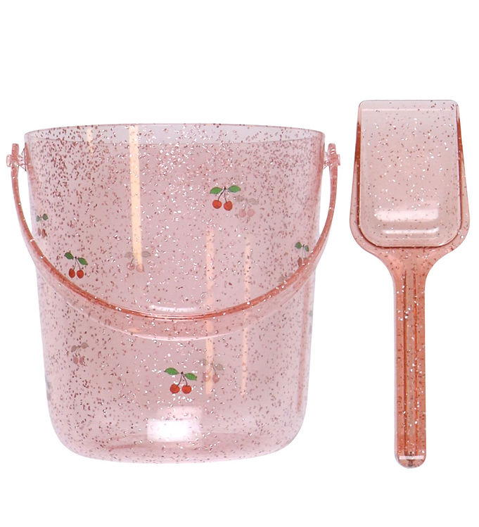 Konges Sløjd Strandsæt - Spand/Skovl - Glitter - Kirsebær
