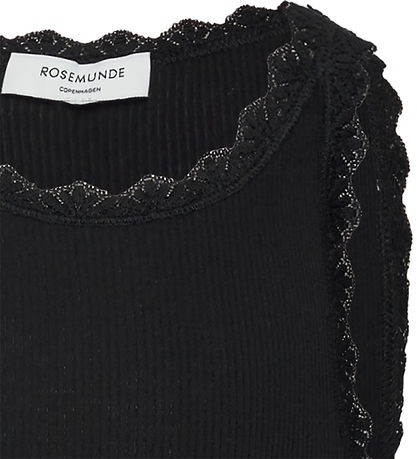 Rosemunde Top - Rib - Balta - Sort m. Blonder