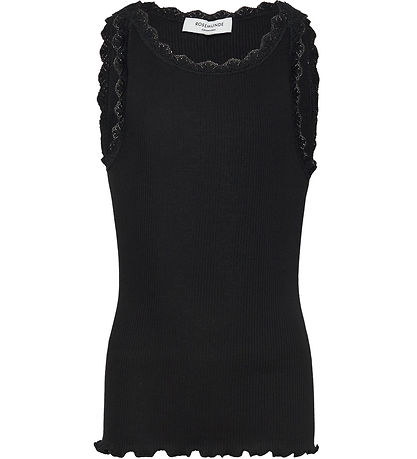 Rosemunde Top - Rib - Balta - Sort m. Blonder Rosemunde Top - Rib - Balta - Sort m. Blonder