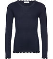 Rosemunde Bluse - Rib - Balta - Navy m. Blonder