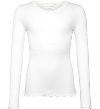 Rosemunde Bluse - Rib - Balta - New White m. Blonder Rosemunde Bluse - Rib - Balta - New White m. Blonder