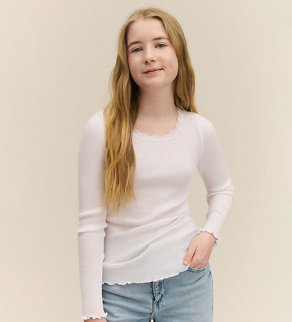 Rosemunde Bluse - Rib - Balta - New White m. Blonder