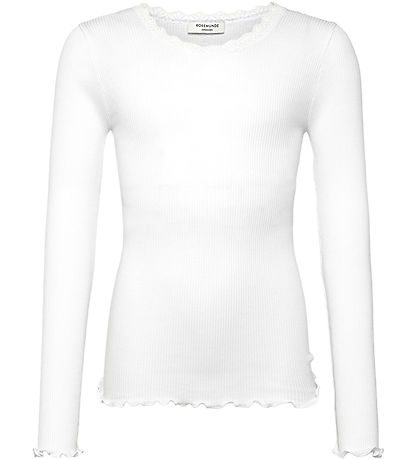 Rosemunde Bluse - Rib - Balta - New White m. Blonder Rosemunde Bluse - Rib - Balta - New White m. Blonder