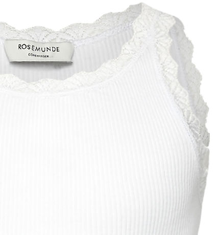 Rosemunde Top - Lang - Rib - Balta - New White w. Lace