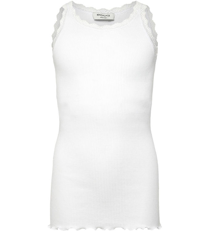 Rosemunde Top - Lang - Rib - Balta - New White m. Blonder