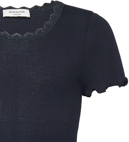 Rosemunde T-shirt - Rib - Balta - Navy m. Blonder