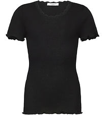 Rosemunde T-shirt - Rib - Balta - Sort m. Blonder Rosemunde T-shirt - Rib - Balta - Sort m. Blonder