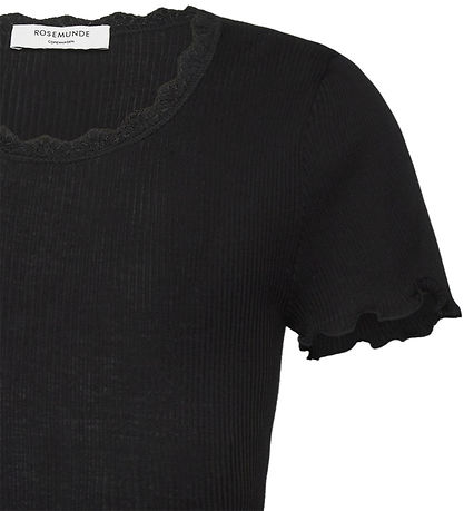 Rosemunde T-shirt - Rib - Balta - Sort m. Blonder Rosemunde T-shirt - Rib - Balta - Sort m. Blonder