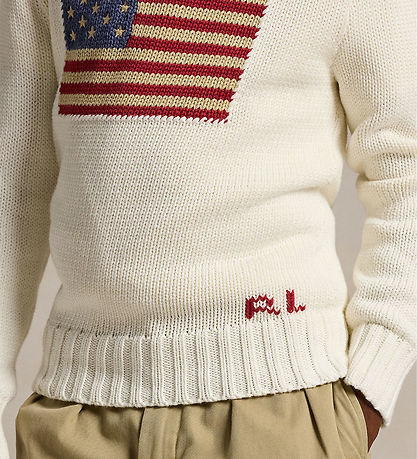 Polo Ralph Lauren Blouse - Knitted - White w. Flag