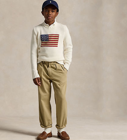 Polo Ralph Lauren Bluse - Strik - Hvid m. Flag Polo Ralph Lauren Bluse - Strik - Hvid m. Flag