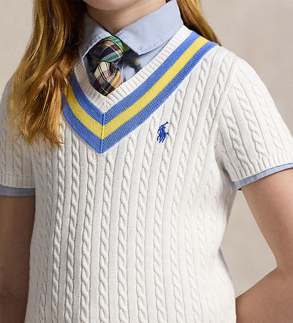 Polo Ralph Lauren Kjole - Strik - Hvid m. Blå