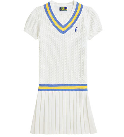 Polo Ralph Lauren Kjole - Strik - Hvid m. Blå
