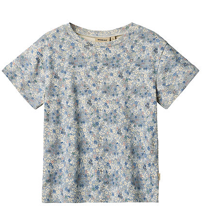 Wheat T-shirt - Ella - Blue Summer Flowers Wheat T-shirt - Ella - Blue Summer Flowers