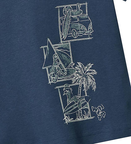 Wheat T-shirt - Ben - Blue Waves m. Print