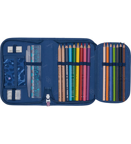 Beckmann Penalhus m. Indhold - Cheetah - Dark Blue