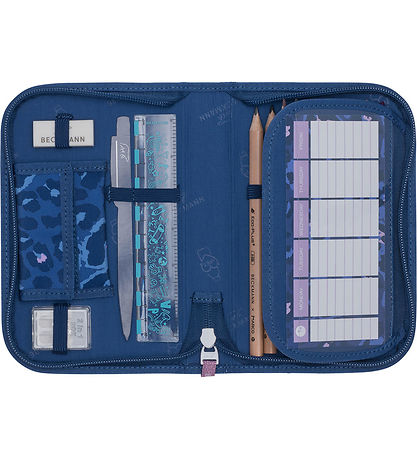 Beckmann Penalhus m. Indhold - Cheetah - Dark Blue