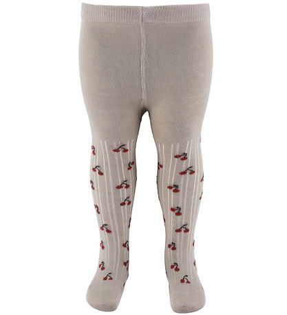 Minymo Strømpebukser - 2-pak - Light Taupe m. Kirsebær Minymo Strømpebukser - 2-pak - Light Taupe m. Kirsebær