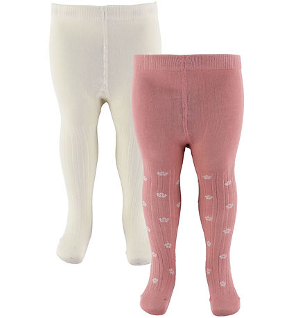 Minymo Strømpebukser - 2-pak - Ash Rose m. Blomster Minymo Strømpebukser - 2-pak - Ash Rose m. Blomster