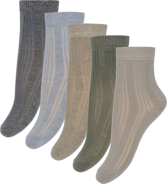 Minymo Strømper - 5-pak - Winter Sky m. Rib