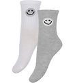 Minymo Strømper - 2-Pak - Gråmeleret/Hvid m. Smiley Minymo Strømper - 2-Pak - Gråmeleret/Hvid m. Smiley