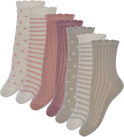 Minymo Strømper - 7-pak - Ash Rose m. Mønster Minymo Strømper - 7-pak - Ash Rose m. Mønster