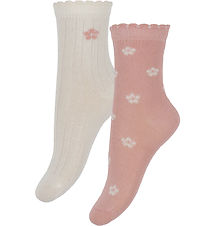 Minymo Strømper - 2-pak - Ash Rose m. Blomster Minymo Strømper - 2-pak - Ash Rose m. Blomster