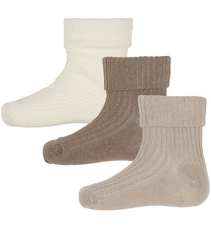 Minymo strømper - 3-Pak - Rib - Light Taupe