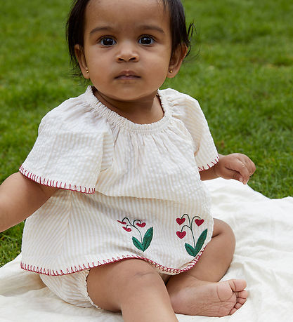 Copenhagen Colors Shortssæt - Dusty Rose W. Cream Stripe W. Berr