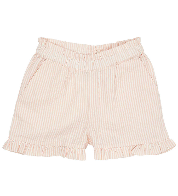 Bæk og bølge Shorts m. flæse - Dusty Rose w. Cream Stripe - Dusty Rose w. Cream Stripe / 98