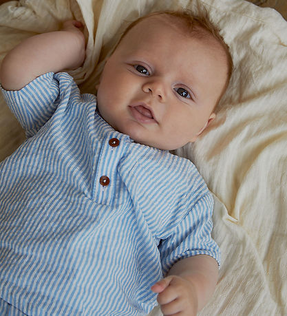 Copenhagen Colors Shortssæt - Sky Blue W Cream Stripe