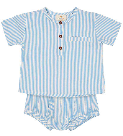 Copenhagen Colors Shortssæt - Sky Blue W Cream Stripe Copenhagen Colors Shortssæt - Sky Blue W Cream Stripe