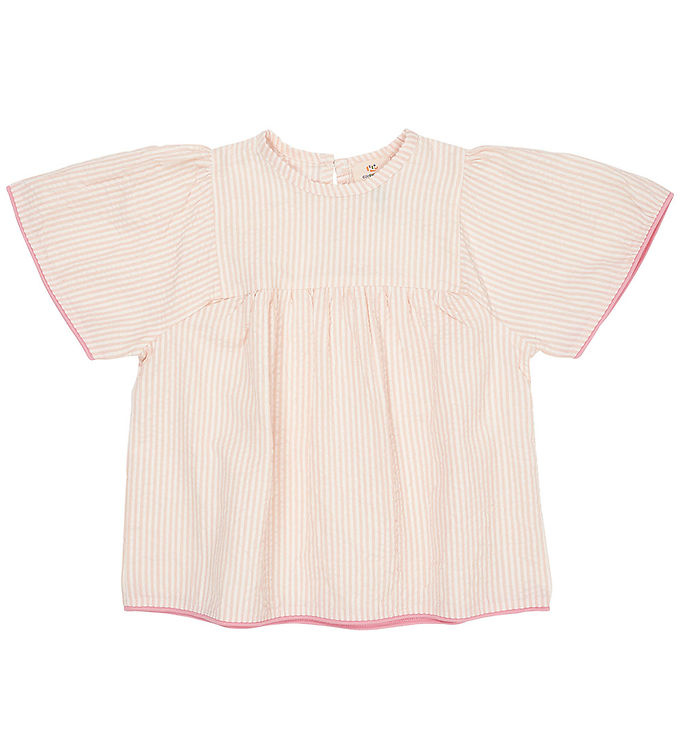 BLUSE M. KONTRAST KANT - DUSTY ROSE W CREAM STRIPE W PINK - DUSTY ROSE W CREAM STRIPE W PINK / 116
