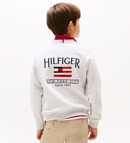 Tommy Hilfiger Sweatshirt - Flag Relaxed - Snow White Heather Tommy Hilfiger Sweatshirt - Flag Relaxed - Snow White Heather