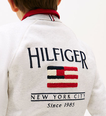 Tommy Hilfiger Sweatshirt - Flag Relaxed - Snow White Heather Tommy Hilfiger Sweatshirt - Flag Relaxed - Snow White Heather