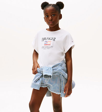 Tommy Hilfiger T-shirt - Sequins Flag - Hvid Tommy Hilfiger T-shirt - Sequins Flag - Hvid