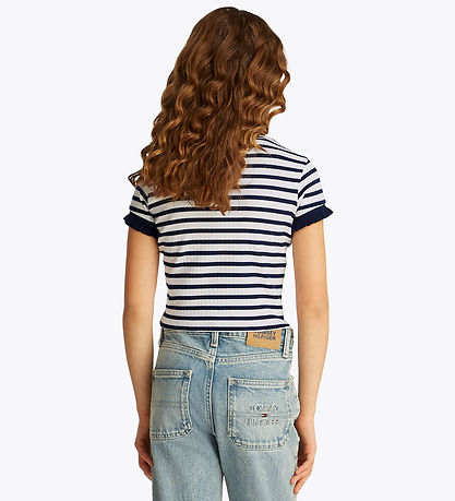 Tommy Hilfiger T-shirt - Ruffle Stripe - Dark Night Navy/Stripes Tommy Hilfiger T-shirt - Ruffle Stripe - Dark Night Navy/Stripes