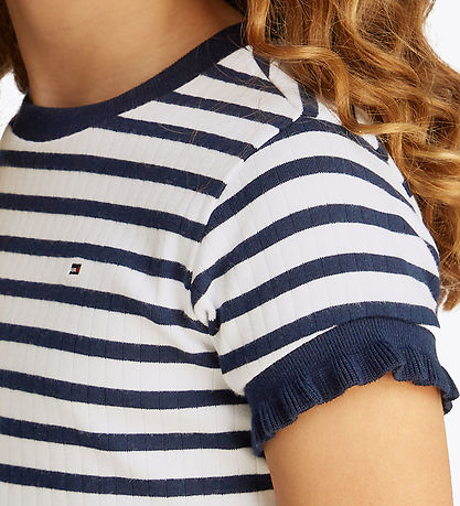 Tommy Hilfiger T-shirt - Ruffle Stripe - Dark Night Navy/Stripes Tommy Hilfiger T-shirt - Ruffle Stripe - Dark Night Navy/Stripes