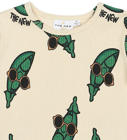 The New Siblings Bluse - Rib - TnstNevi - White Swan/Grøn m. Ært