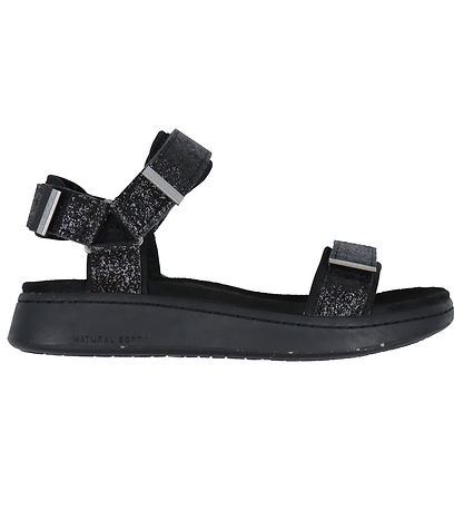 Woden Sandals - Line Glitter - Black