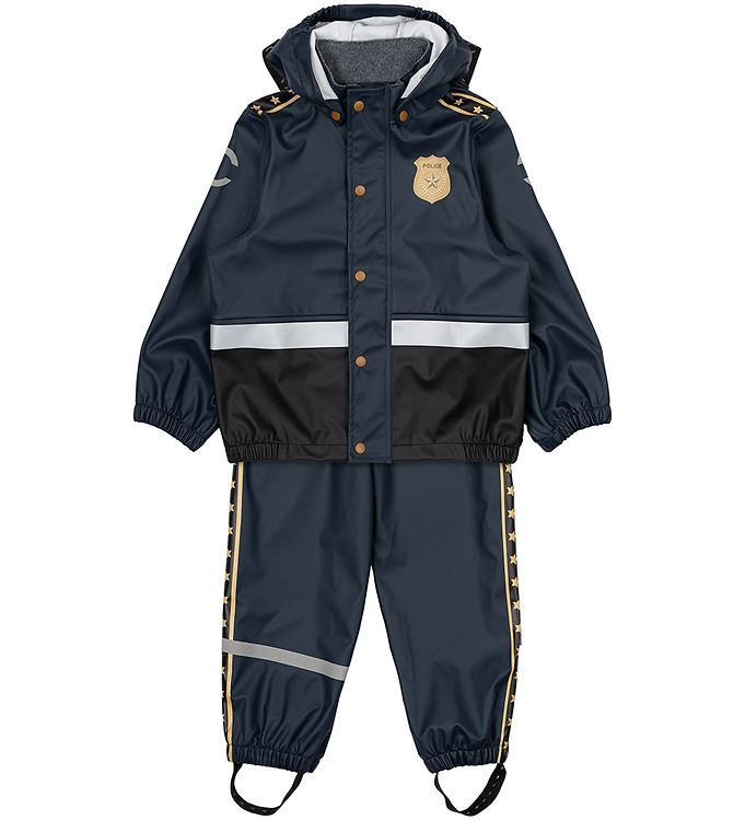 Mikk-Line Regntøj m. Seler - PU - Blue Nights m. Politi