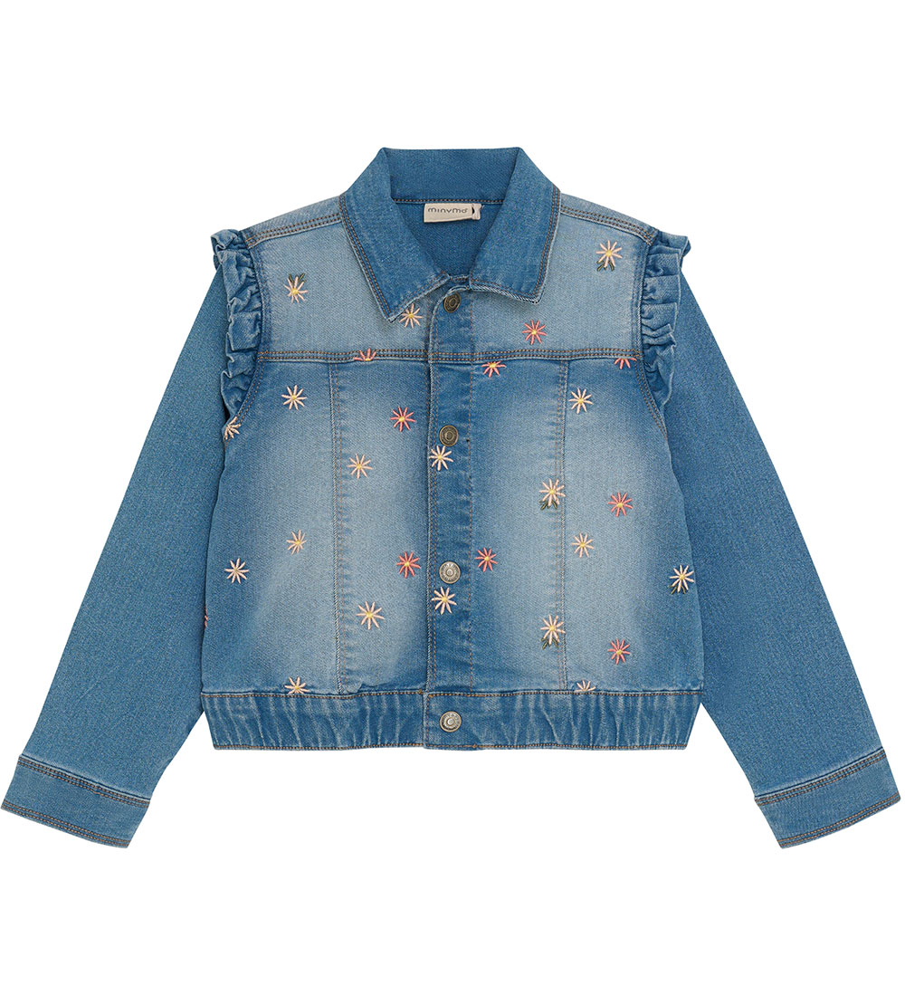 Minymo Denim Jas m. Borduurwerk - Blue Mist - Minymo - 6 jaar (116) - Spijkerjas
