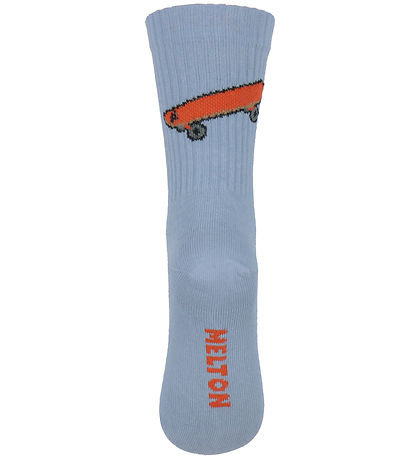 Melton Strømper - Faded Denim m. Skateboard