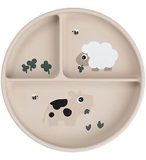 Done By Deer Stick And Stay Inddelt Tallerken - Tiny Farm - Sand Done By Deer Stick And Stay Inddelt Tallerken - Tiny Farm - Sand