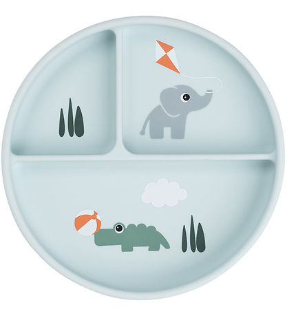 Done By Deer Stick And Stay Inddelt Tallerken - Playground - Blå